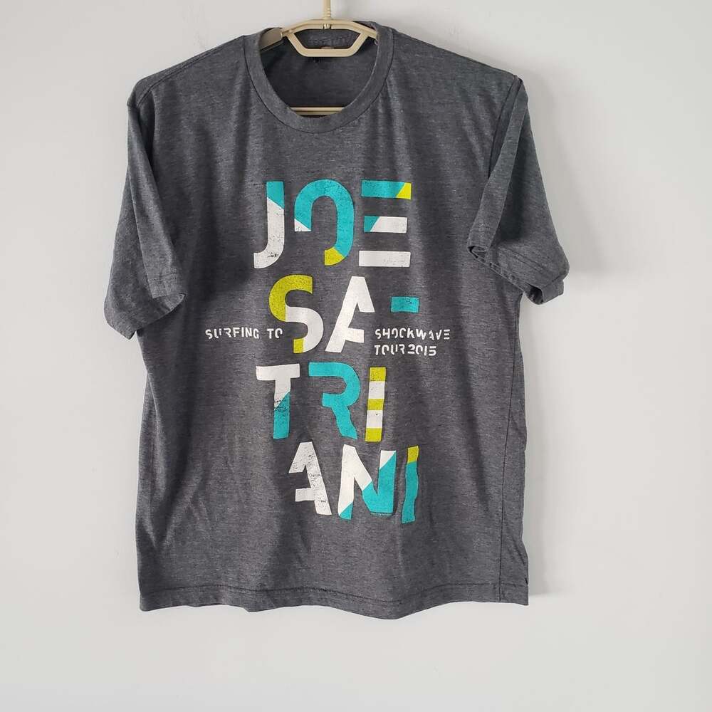 Joe Satriani Shockwave Supernova 2015 Grey Concert T Shirt Sz. L